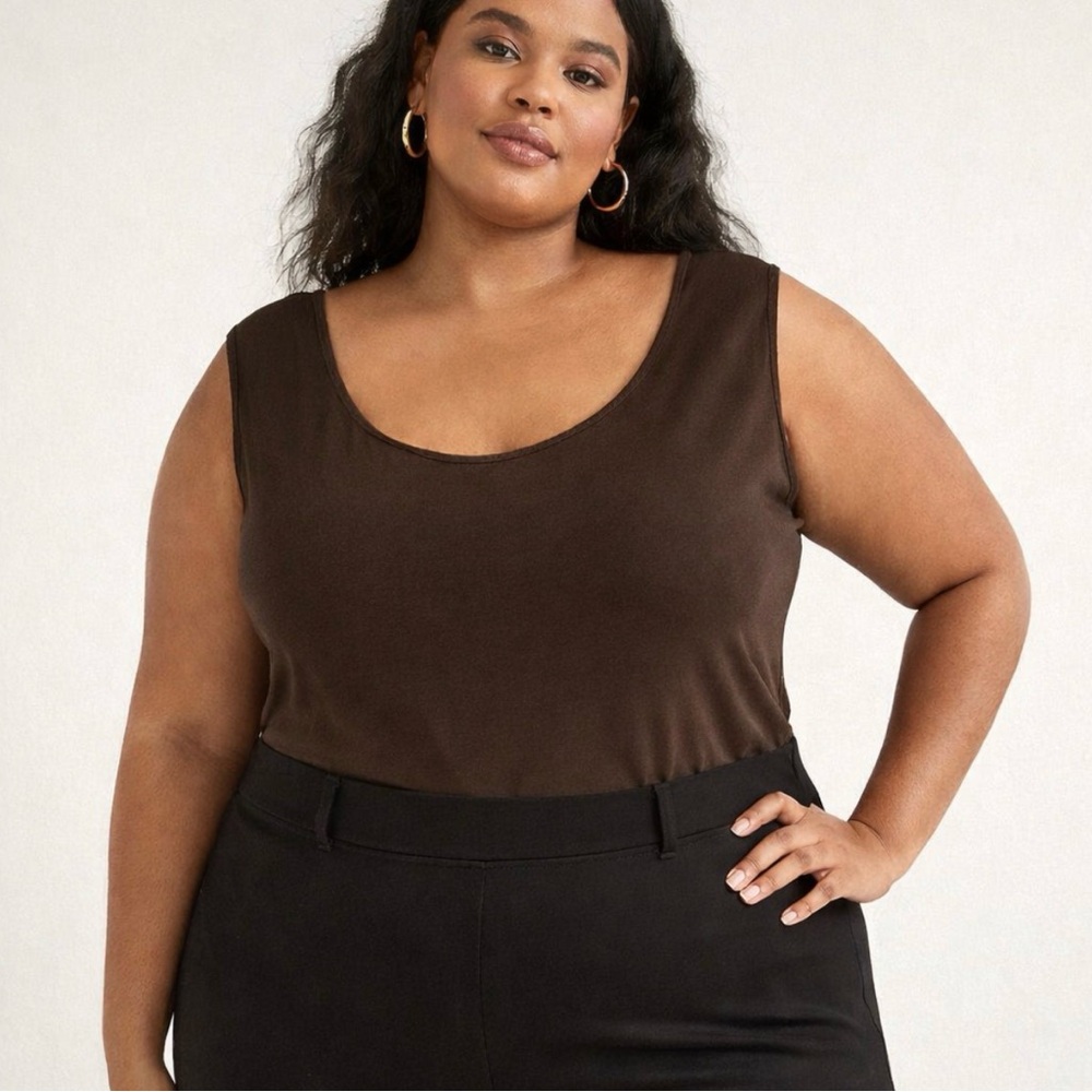 Universal Standard Chocolate‎ Brown Cap Sleeveless Tank Bodysuit Plus Size 4X